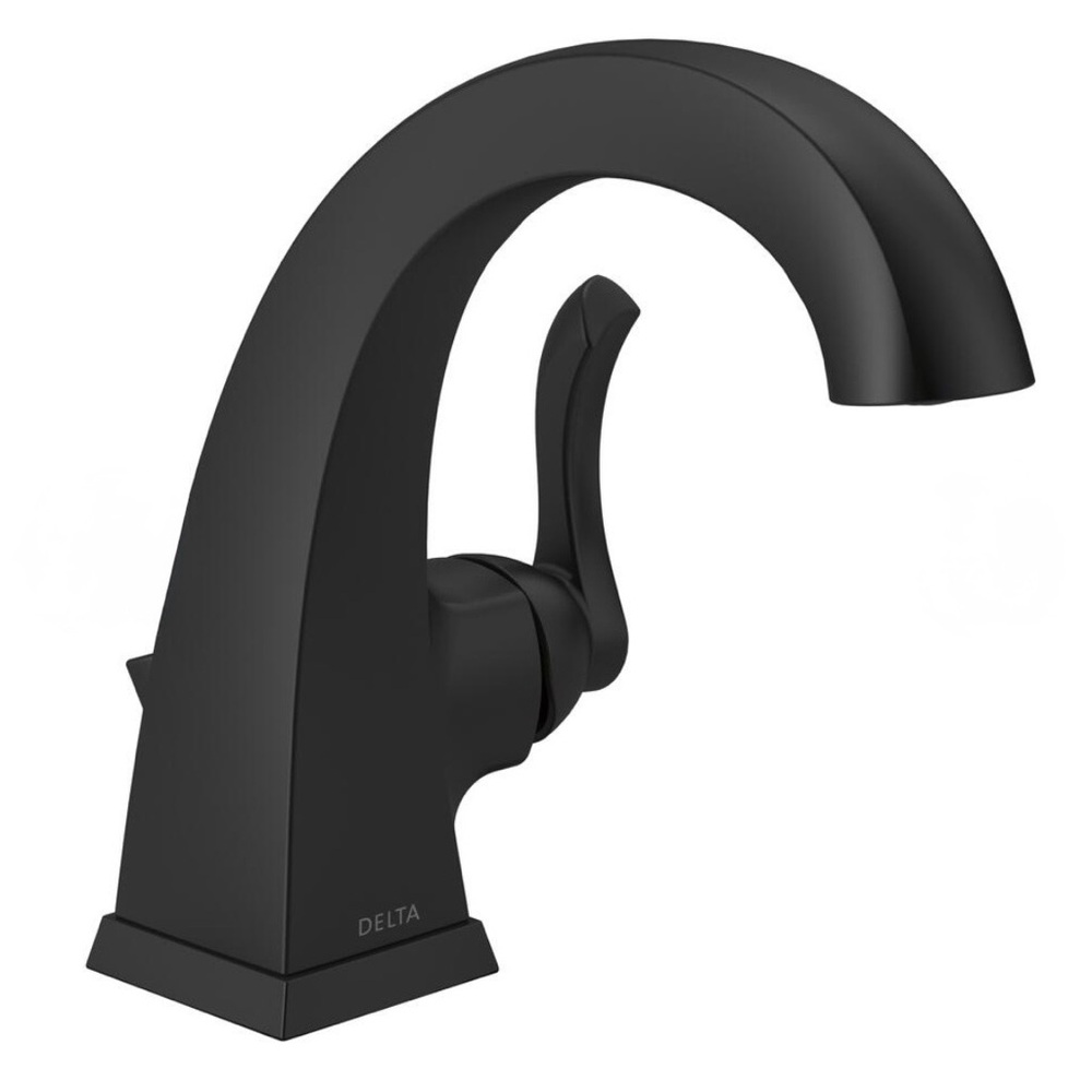 Delta Kahlo Matte Black Curved Single-Handle Bathroom Faucet 15841LF-BL New
